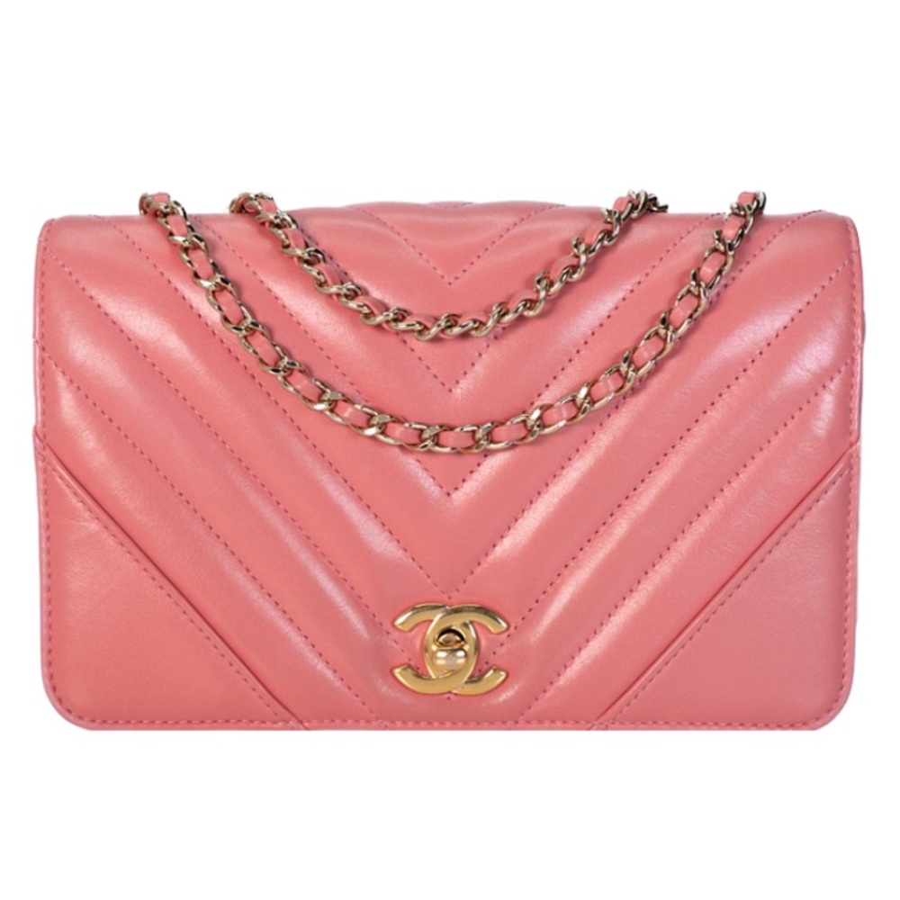 New In Box - Chanel CC Pink Rose Chevron Flap Bag